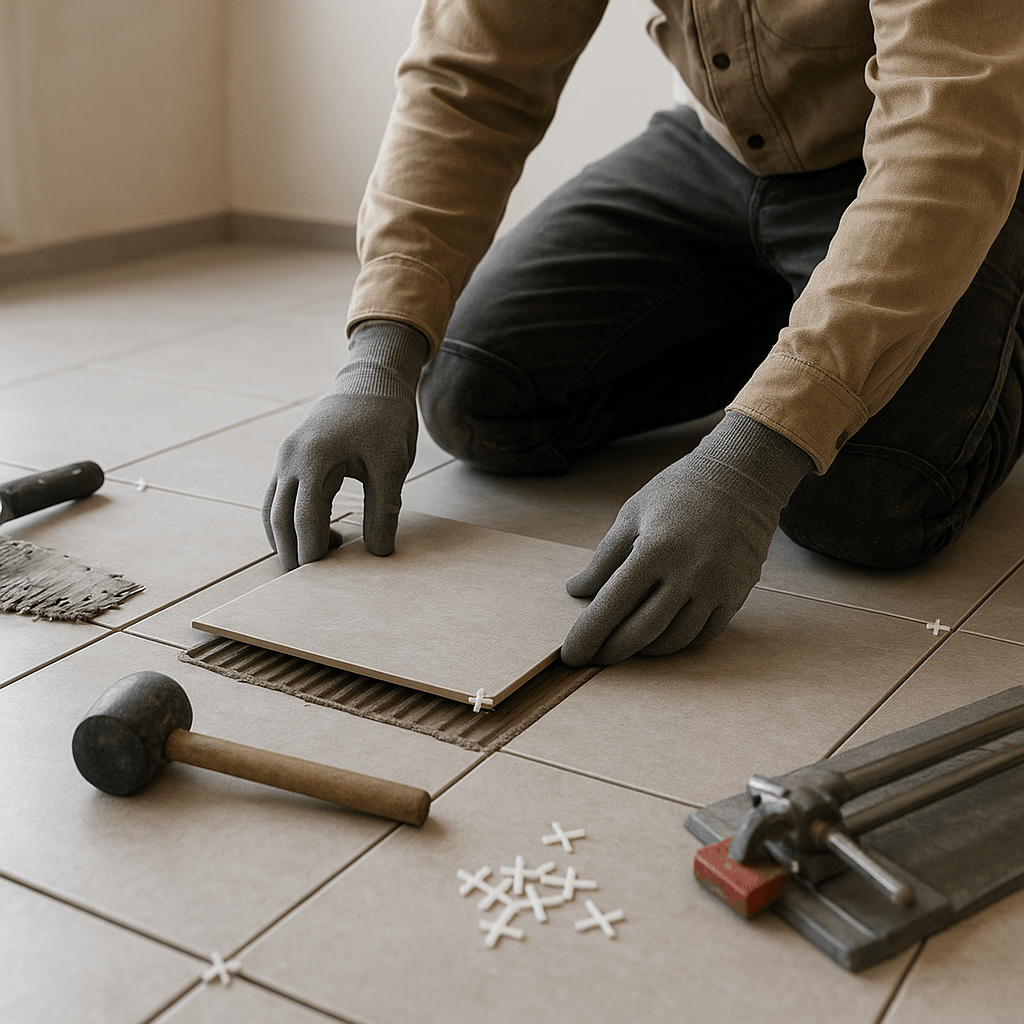 Plattenboden Verlegung